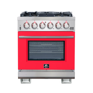 Forno Capriasca 30-Inch Gas Range FFSGS6260-30 – Red – Gas Range FFSGS6260 30RED front red door 2025 10 17