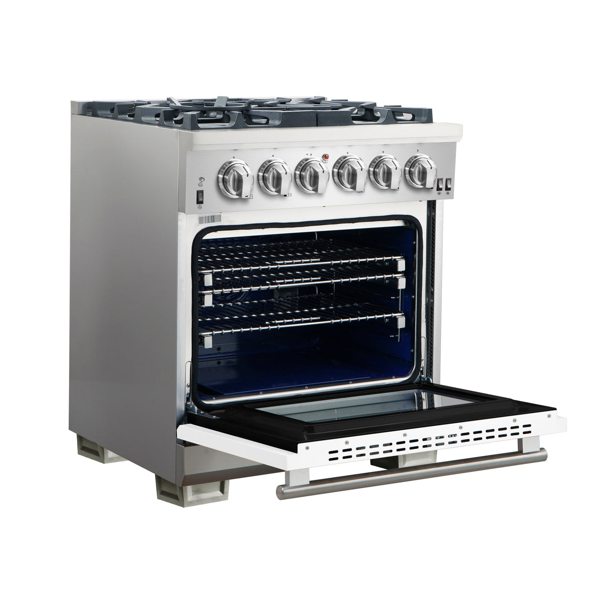 Forno Capriasca 30-Inch Gas Range FFSGS6260-30 – White – Gas Range FFSGS6260 30WHT angle open white door 2025 10 17