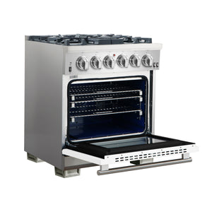 Forno Capriasca 30-Inch Gas Range FFSGS6260-30 – White – Gas Range FFSGS6260 30WHT angle open white door 2025 10 17