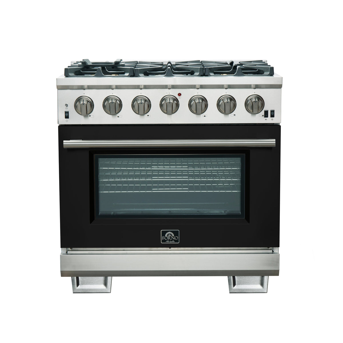Forno Capriasca 36-Inch Gas Range FFSGS6260-36 – Black – Gas Range FFSGS6260 36BLK front black door 2025 10 17