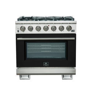 Forno Capriasca 36-Inch Gas Range FFSGS6260-36 – Black – Gas Range FFSGS6260 36BLK front black door 2025 10 17