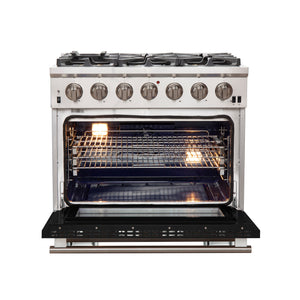 Forno Capriasca 36-Inch Gas Range FFSGS6260-36 – Black – Gas Range FFSGS6260 36BLK front open black door 2025 10 17