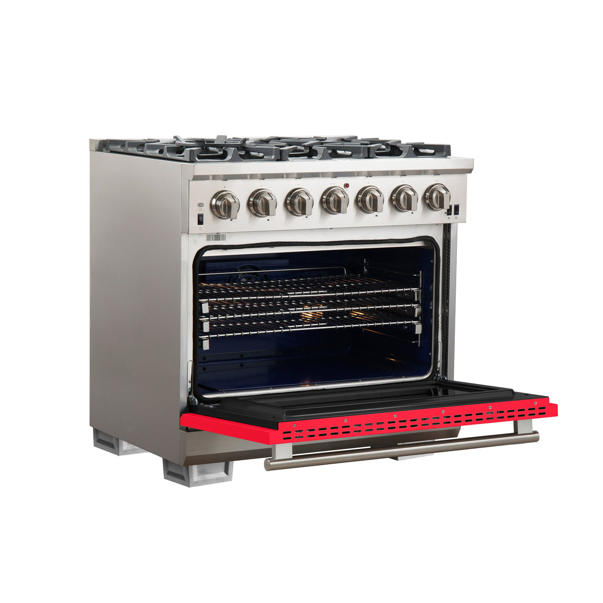 Forno Capriasca 36-Inch Gas Range FFSGS6260-36 – Red – Gas Range FFSGS6260 36RED angle open red door 2025 10 17