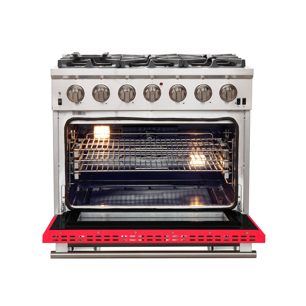 Forno Capriasca 36-Inch Gas Range FFSGS6260-36 – Red – Gas Range FFSGS6260 36RED front open red door 2025 10 17