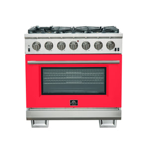 Forno Capriasca 36-Inch Gas Range FFSGS6260-36 – Red – Gas Range FFSGS6260 36RED front red door 2025 10 17