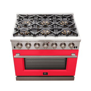 Forno Capriasca 36-Inch Gas Range FFSGS6260-36 – Red – Gas Range FFSGS6260 36RED top red door 2025 10 17