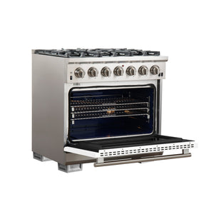 Forno Capriasca 36-Inch Gas Range FFSGS6260-36 – White – Gas Range FFSGS6260 36WHT angle open white door 2025 10 17