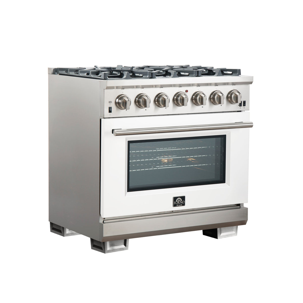 Forno Capriasca 36-Inch Gas Range FFSGS6260-36 – White – Gas Range FFSGS6260 36WHT angle white door 2025 10 17