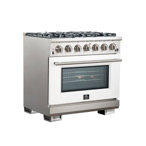 Forno Capriasca 36-Inch Gas Range FFSGS6260-36 – White – Gas Range FFSGS6260 36WHT angle white door 2025 10 17