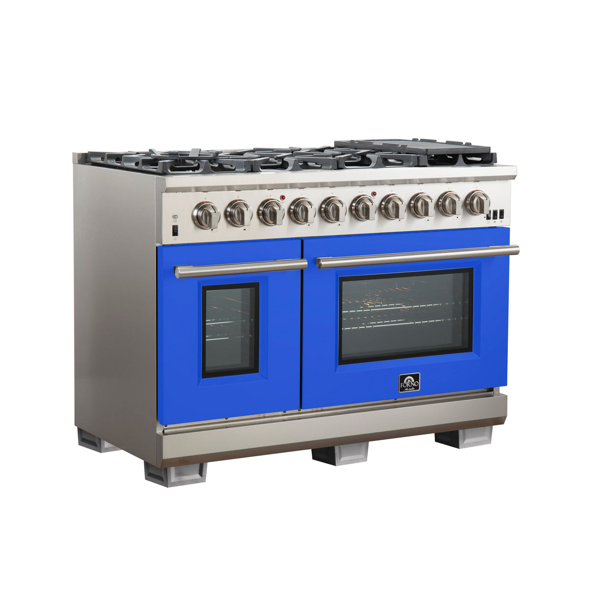Forno Capriasca 48-Inch Gas Range FFSGS6260-48BLU – Stainless Steel – Gas Range FFSGS6260 48BLU angle blue door 2025 10 17