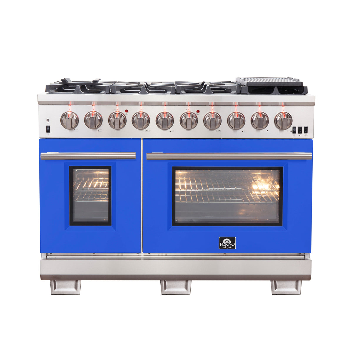 Forno Capriasca 48-Inch Gas Range FFSGS6260-48BLU – Stainless Steel – Gas Range FFSGS6260 48BLU front blue door 2025 10 17