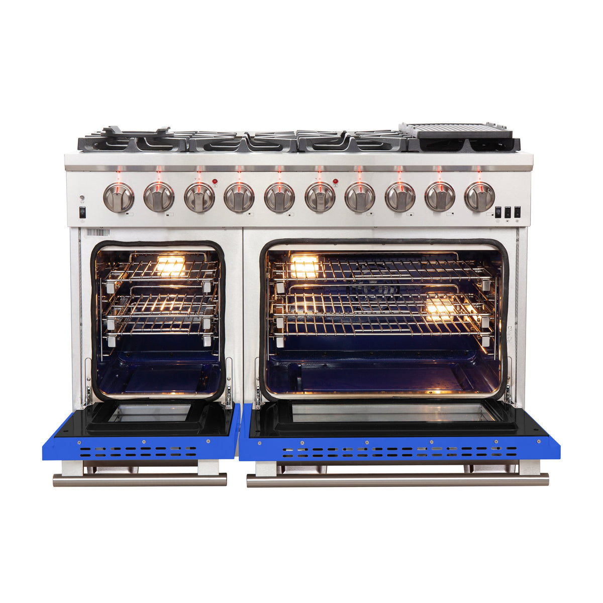 Forno Capriasca 48-Inch Gas Range FFSGS6260-48BLU – Stainless Steel – Gas Range FFSGS6260 48BLU front open blue door 2025 10 17