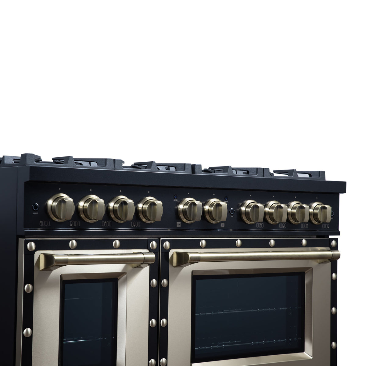Forno Ambassador 48-Inch Gas Range FFSGS6299-48CPBLK – Black – Gas Range FFSGS6299 48CPBLK Control Panel Left Angle 2026 05 01