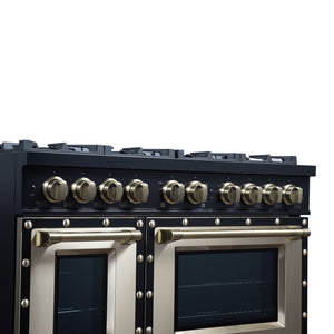 Forno Ambassador 48-Inch Gas Range FFSGS6299-48CPBLK – Black – Gas Range FFSGS6299 48CPBLK Control Panel Left Angle 2026 05 01