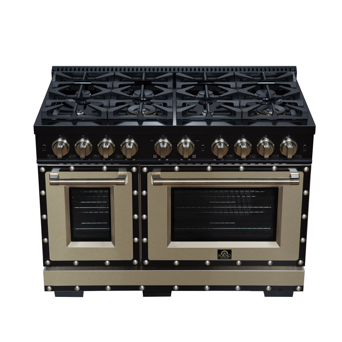 Forno Ambassador 48-Inch Gas Range FFSGS6299-48CPBLK – Black – Gas Range FFSGS6299 48CPBLK Cooktop Front 2026 05 01