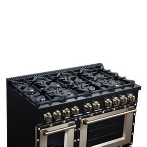 Forno Ambassador 48-Inch Gas Range FFSGS6299-48CPBLK – Black – Gas Range FFSGS6299 48CPBLK Cooktop Left Angle 2026 05 01