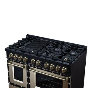 Forno Ambassador 48-Inch Gas Range FFSGS6299-48CPBLK – Black – Gas Range FFSGS6299 48CPBLK Cooktop 2BGriddle Right Angle 2026 05 01