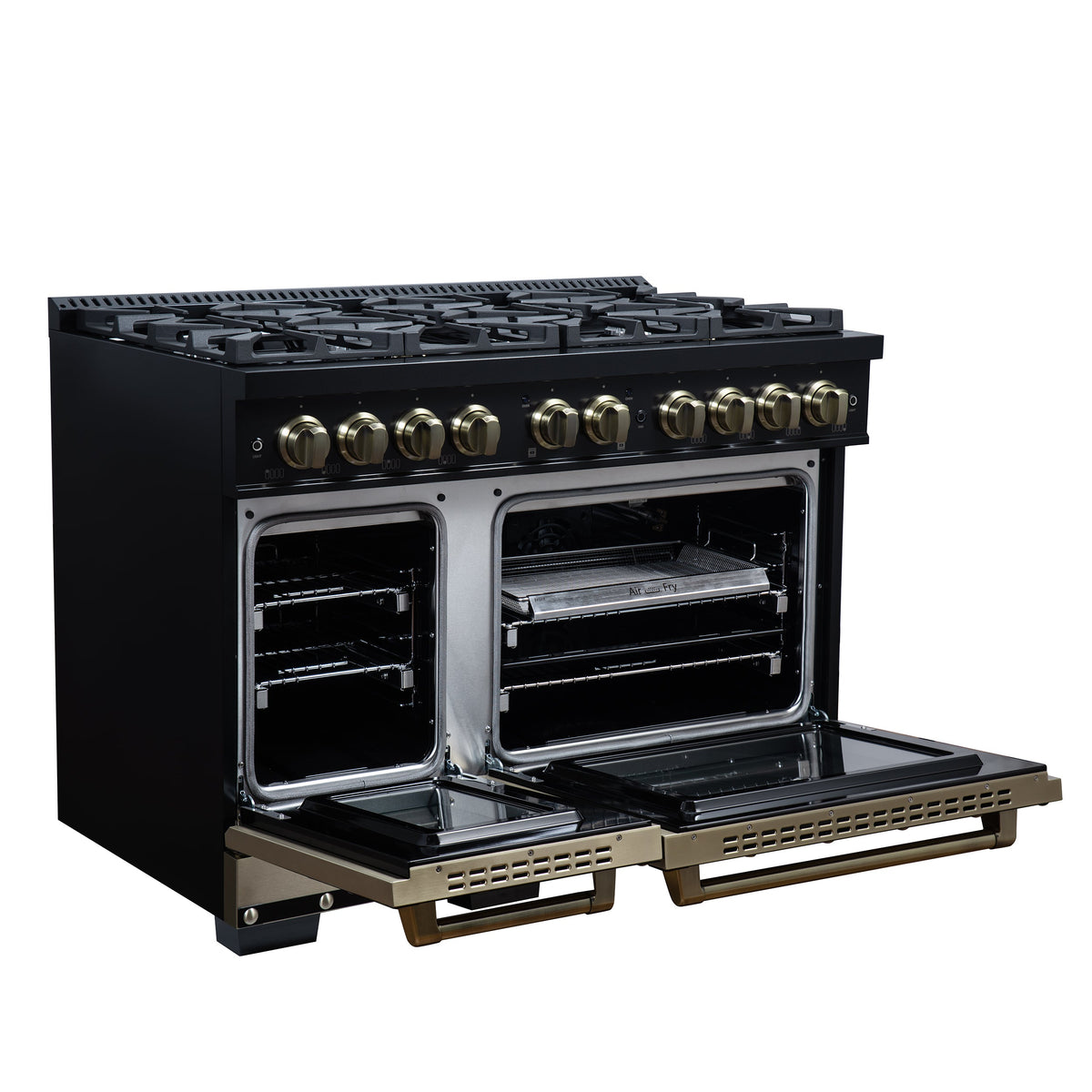 Forno Ambassador 48-Inch Gas Range FFSGS6299-48CPBLK – Black – Gas Range FFSGS6299 48CPBLK Left Angle Open 2026 05 01