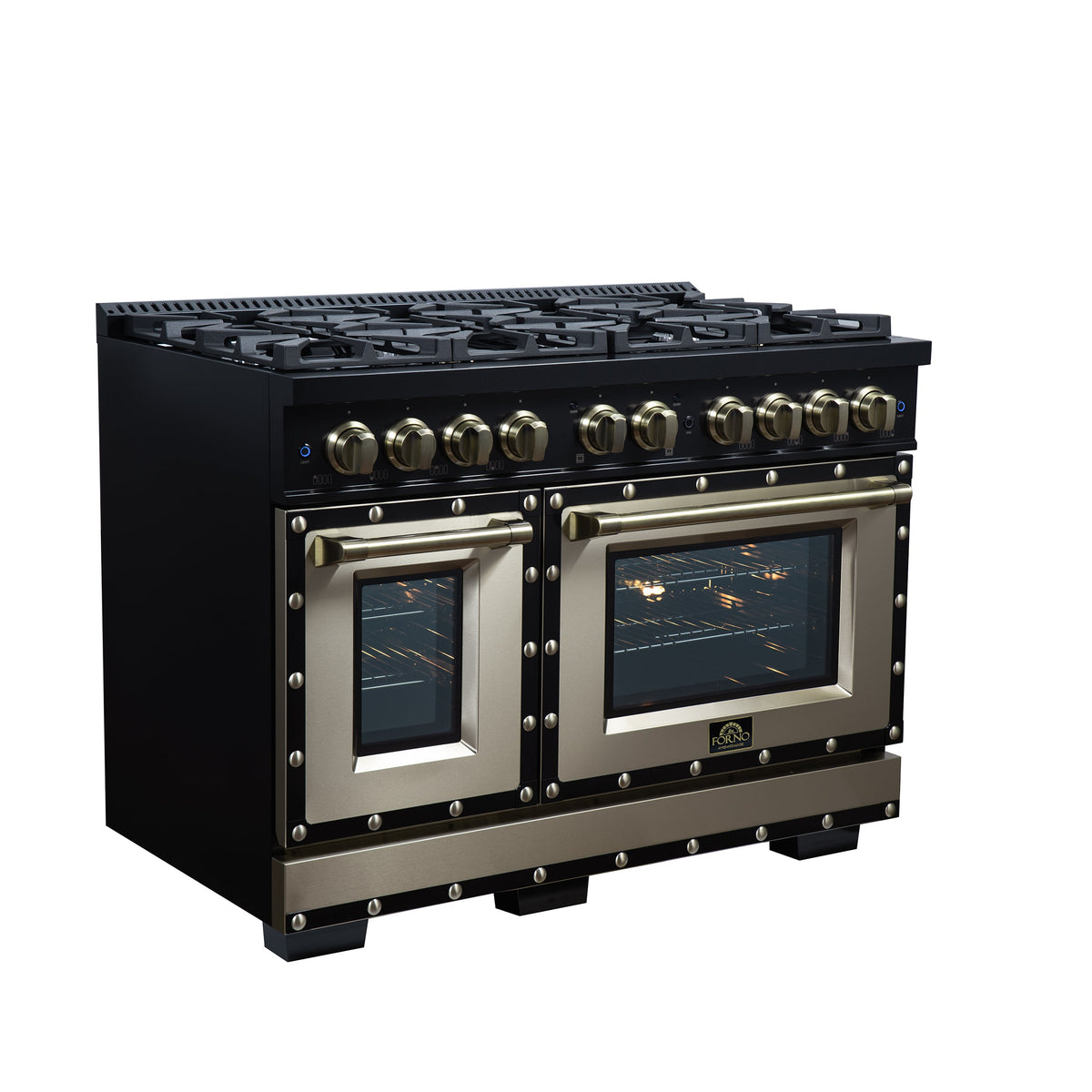 Forno Ambassador 48-Inch Gas Range FFSGS6299-48CPBLK – Black – Gas Range FFSGS6299 48CPBLK Left Angle 2026 05 01