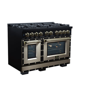 Forno Ambassador 48-Inch Gas Range FFSGS6299-48CPBLK – Black – Gas Range FFSGS6299 48CPBLK Left Angle 2026 05 01