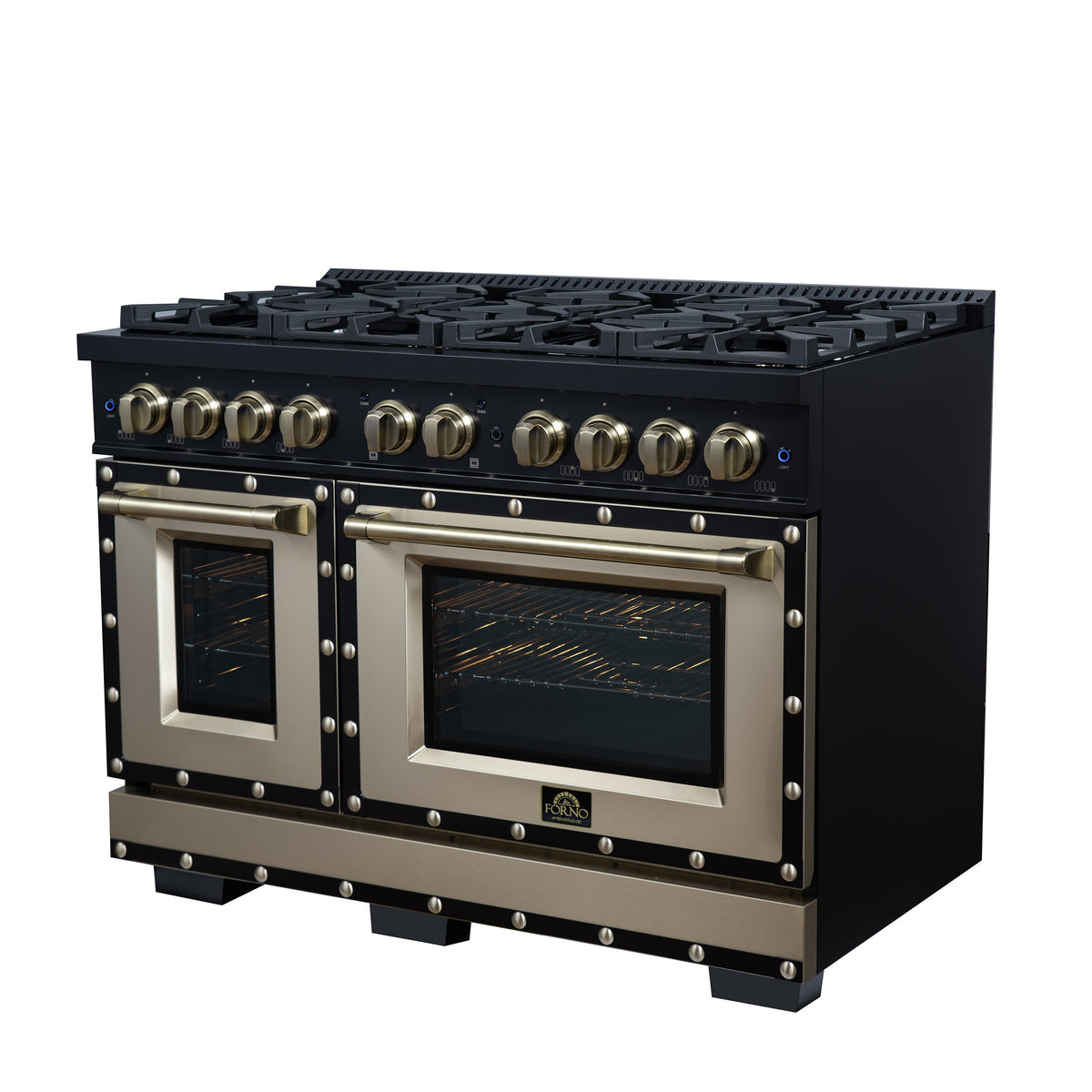 Forno Ambassador 48-Inch Gas Range FFSGS6299-48CPBLK – Black – Gas Range FFSGS6299 48CPBLK Right Angle 2026 05 01