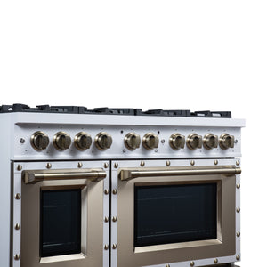 Forno Ambassador 48-Inch Gas Range FFSGS6299-48CPWHT – White – Gas Range FFSGS6299 48CPWHT Control Panel Left Angle 2026 05 01