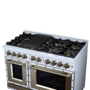 Forno Ambassador 48-Inch Gas Range FFSGS6299-48CPWHT – White – Gas Range FFSGS6299 48CPWHT Cooktop 2Bgriddle Right Angle 2026 05 01