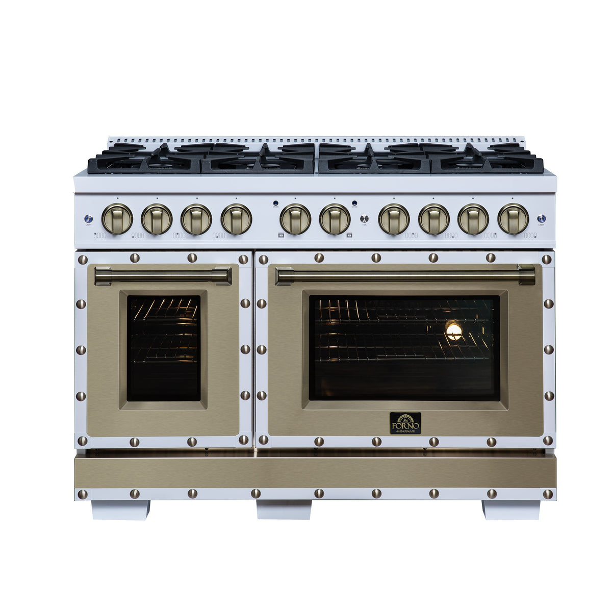 Forno Ambassador 48-Inch Gas Range FFSGS6299-48CPWHT – White – Gas Range FFSGS6299 48CPWHT Front 2026 05 01