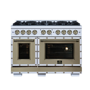 Forno Ambassador 48-Inch Gas Range FFSGS6299-48CPWHT – White – Gas Range FFSGS6299 48CPWHT Front 2026 05 01