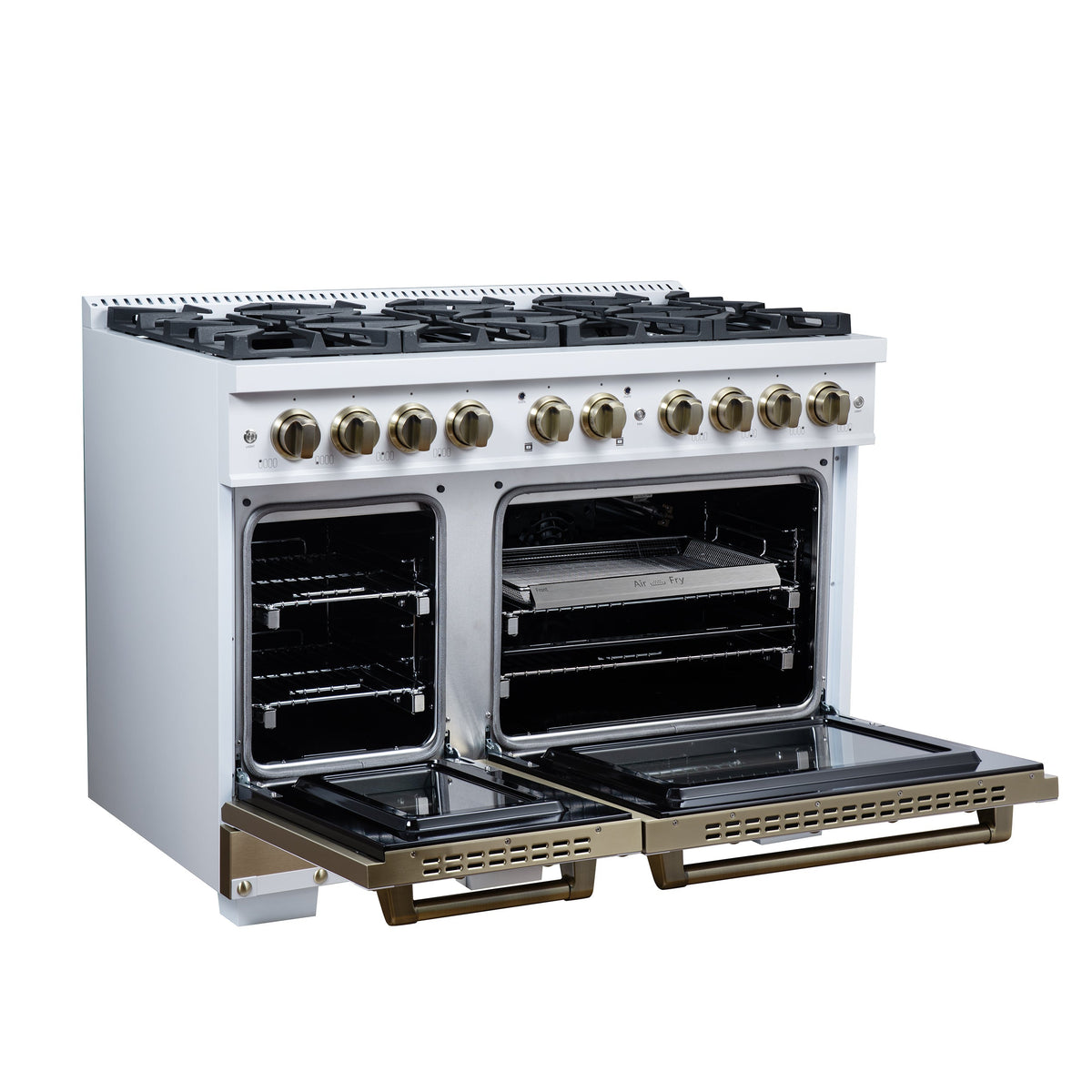 Forno Ambassador 48-Inch Gas Range FFSGS6299-48CPWHT – White – Gas Range FFSGS6299 48CPWHT Left Angle Open 2026 05 01