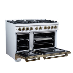 Forno Ambassador 48-Inch Gas Range FFSGS6299-48CPWHT – White – Gas Range FFSGS6299 48CPWHT Left Angle Open 2026 05 01