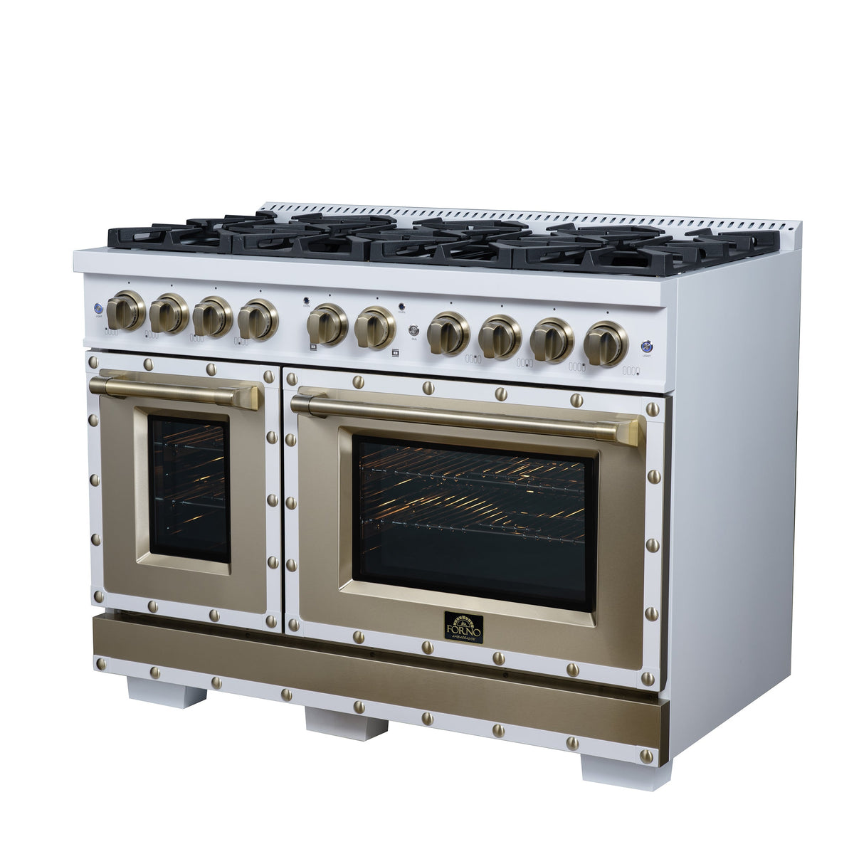 Forno Ambassador 48-Inch Gas Range FFSGS6299-48CPWHT – White – Gas Range FFSGS6299 48CPWHT Right Angle 2026 05 01