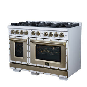 Forno Ambassador 48-Inch Gas Range FFSGS6299-48CPWHT – White – Gas Range FFSGS6299 48CPWHT Right Angle 2026 05 01