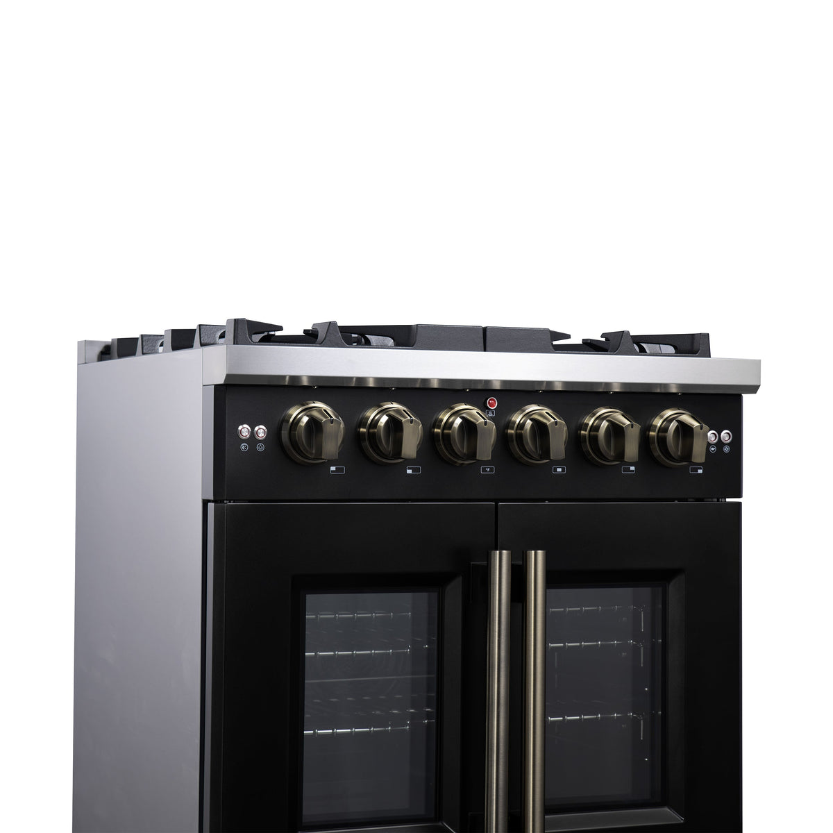 Forno Capriasca 30-Inch Gas Range FFSGS6460-30 – Black – Gas Range FFSGS6460 30BLK Left Angle Close Up 2 2025 08 04