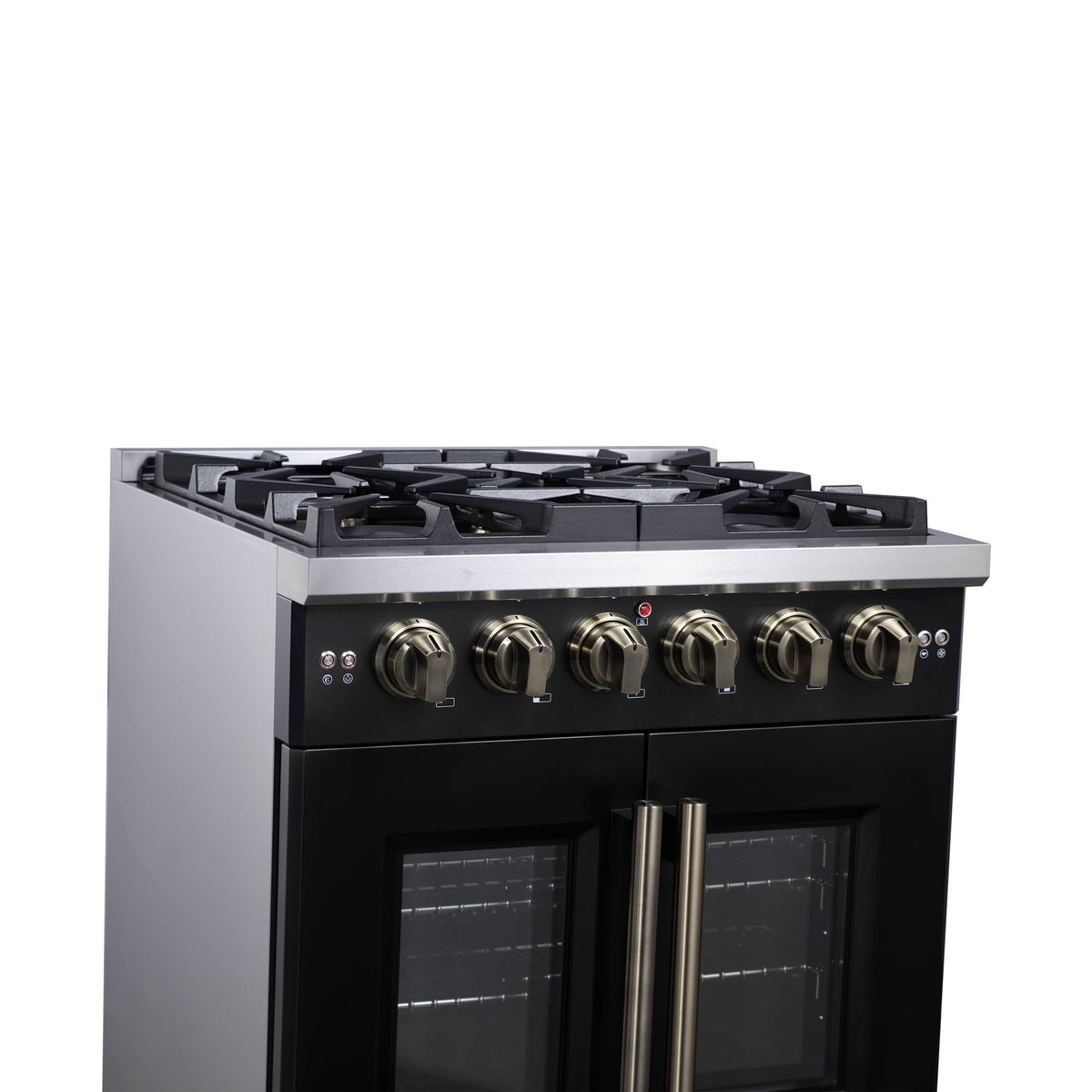 Forno Capriasca 30-Inch Gas Range FFSGS6460-30 – Black – Gas Range FFSGS6460 30BLK Left Angle Close Up 2025 08 04