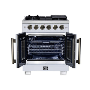 Forno Capriasca 30-Inch Gas Range FFSGS6460-30 – White – Gas Range FFSGS6460 30WHT Front Opened 2025 08 04