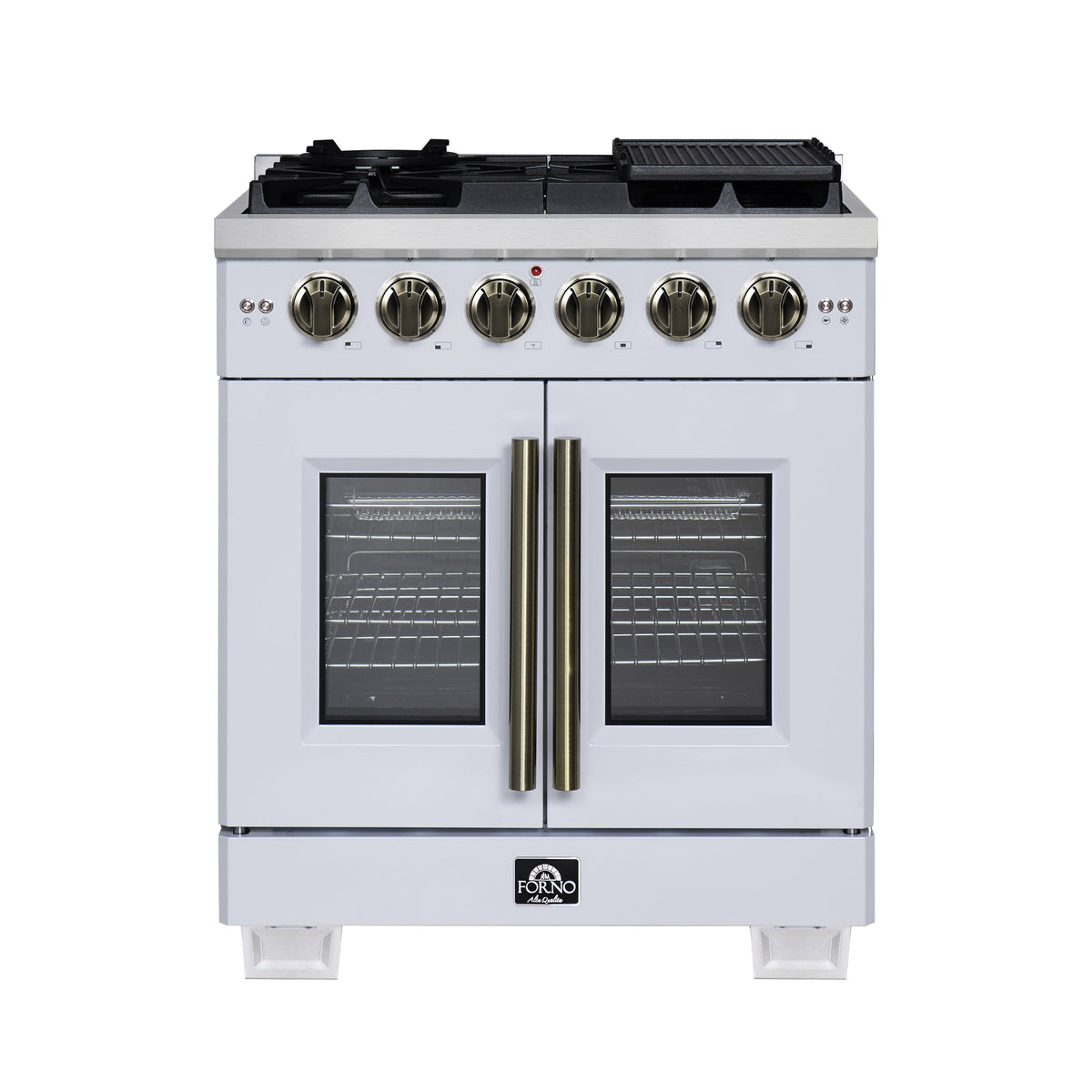 Forno Capriasca 30-Inch Gas Range FFSGS6460-30 – White – Gas Range FFSGS6460 30WHT Front 2025 08 04