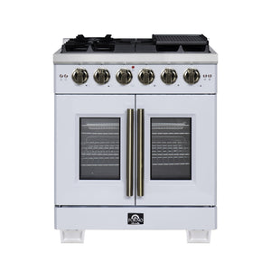 Forno Capriasca 30-Inch Gas Range FFSGS6460-30 – White – Gas Range FFSGS6460 30WHT Front 2025 08 04