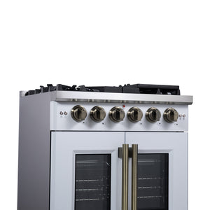 Forno Capriasca 30-Inch Gas Range FFSGS6460-30 – White – Gas Range FFSGS6460 30WHT Left Side Close Up 2 2025 08 04