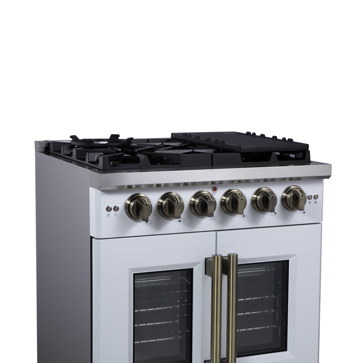 Forno Capriasca 30-Inch Gas Range FFSGS6460-30 – White – Gas Range FFSGS6460 30WHT Left Side Close Up 2025 08 04