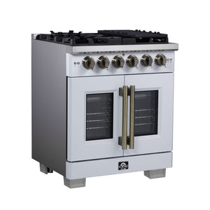 Forno Capriasca 30-Inch Gas Range FFSGS6460-30 – White – Gas Range FFSGS6460 30WHT Left Side 2025 08 04