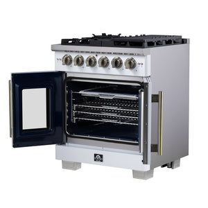 Forno Capriasca 30-Inch Gas Range FFSGS6460-30 – White – Gas Range FFSGS6460 30WHT Right Side Opened 2025 08 04