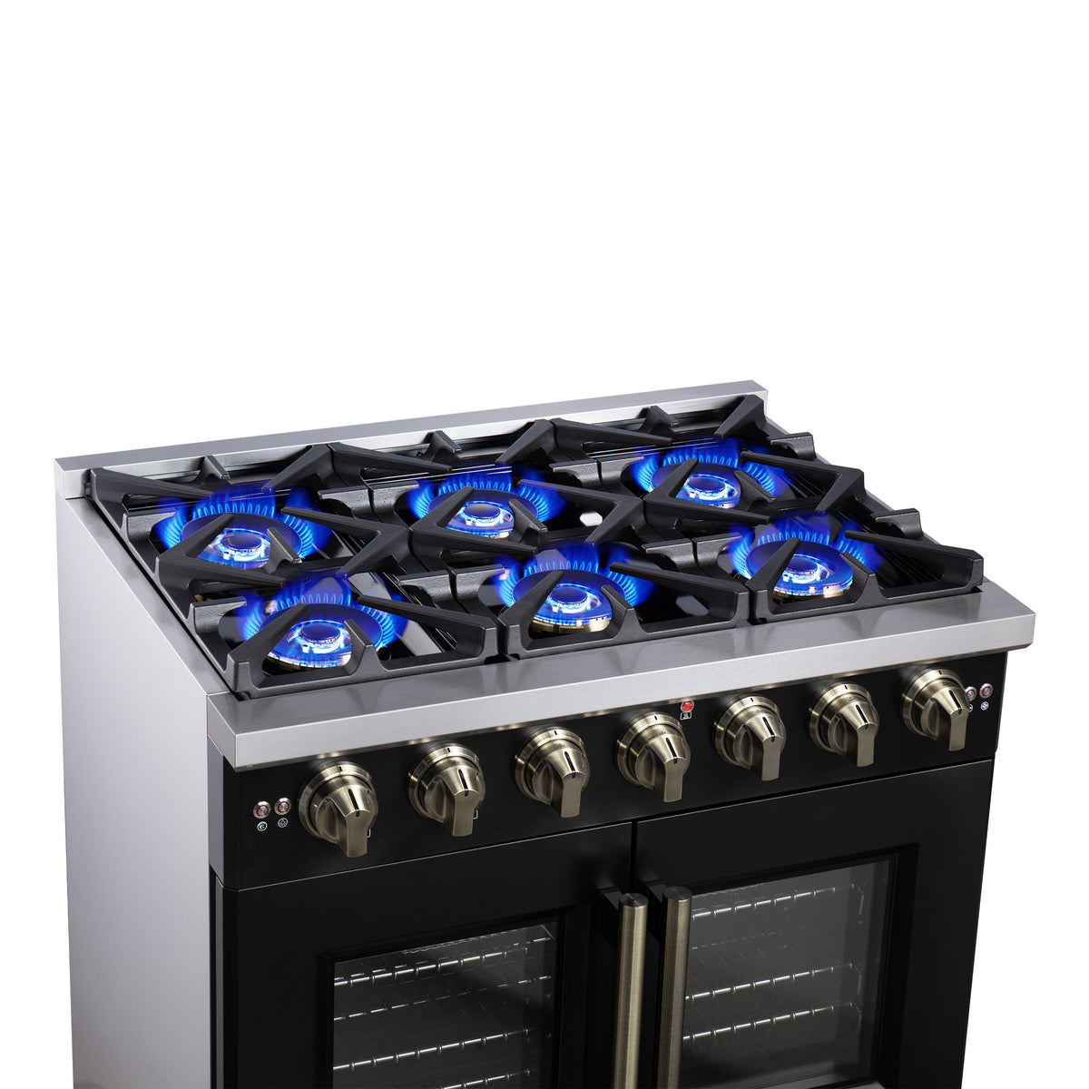 Forno Capriasca 36-Inch Gas Range FFSGS6460-36 – Black – Gas Range FFSGS6460 36BLK Cooktop Left Side 2025 08 04