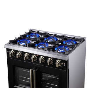 Forno Capriasca 36-Inch Gas Range FFSGS6460-36 – Black – Gas Range FFSGS6460 36BLK Cooktop Right Side 2025 08 04