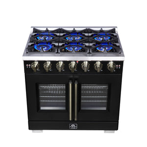 Forno Capriasca 36-Inch Gas Range FFSGS6460-36 – Black – Gas Range FFSGS6460 36BLK Cooktop 2025 08 04
