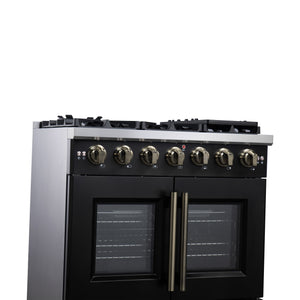 Forno Capriasca 36-Inch Gas Range FFSGS6460-36 – Black – Gas Range FFSGS6460 36BLK Left Side Close Up 2 2025 08 04