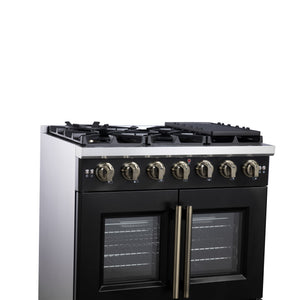 Forno Capriasca 36-Inch Gas Range FFSGS6460-36 – Black – Gas Range FFSGS6460 36BLK Left Side Close Up 2025 08 04