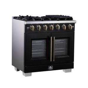 Forno Capriasca 36-Inch Gas Range FFSGS6460-36 – Black – Gas Range FFSGS6460 36BLK Left Side 2025 08 04