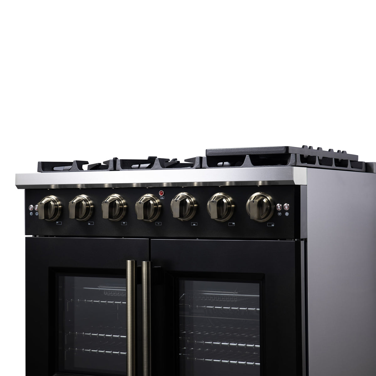 Forno Capriasca 36-Inch Gas Range FFSGS6460-36 – Black – Gas Range FFSGS6460 36BLK Right Side Close Up 2 2025 08 04