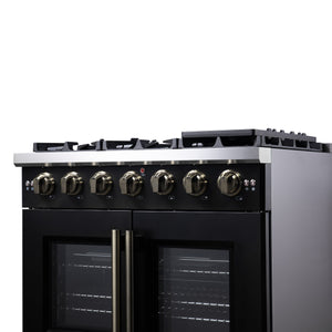 Forno Capriasca 36-Inch Gas Range FFSGS6460-36 – Black – Gas Range FFSGS6460 36BLK Right Side Close Up 2 2025 08 04